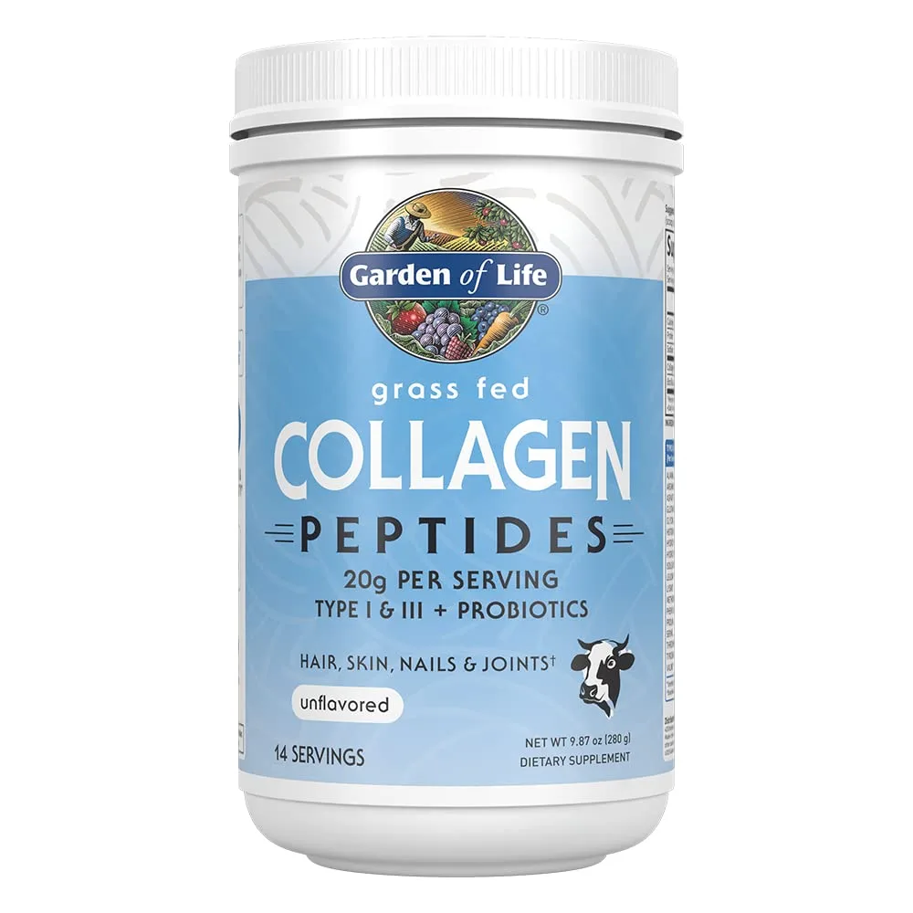 Garden of Life Grass Fed Collagen Peptides, sin sabor, 14 porciones